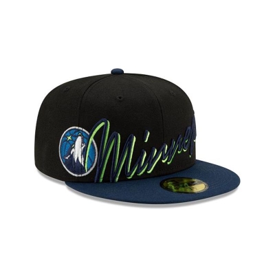 Sapca New Era Minnesota Timberwolves NBA Cursive 59FIFTY Fitted - Negrii